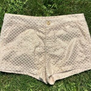 Abercrombie & Fitch Cream and Gold Lace Shorts
